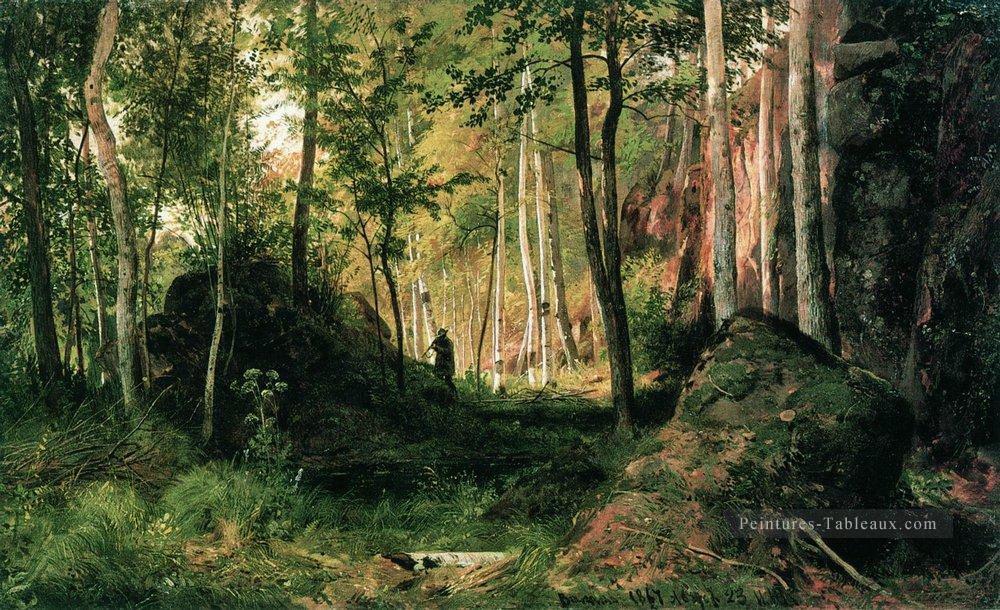 paysage avec un chasseur valaam île 1867 Forêt d’IvanOvitch Peintures à l'huile